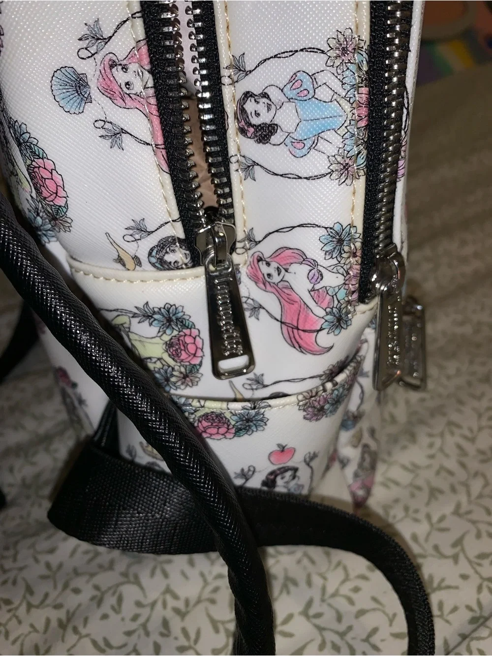 Loungefly White Disney Princess Pattern Mini Backpack